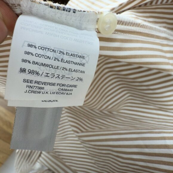 J. CREW *NWOT Tie Waist Wrap Mandarin Collar White & Moka Brown Striped Blouse S - Picture 5 of 6